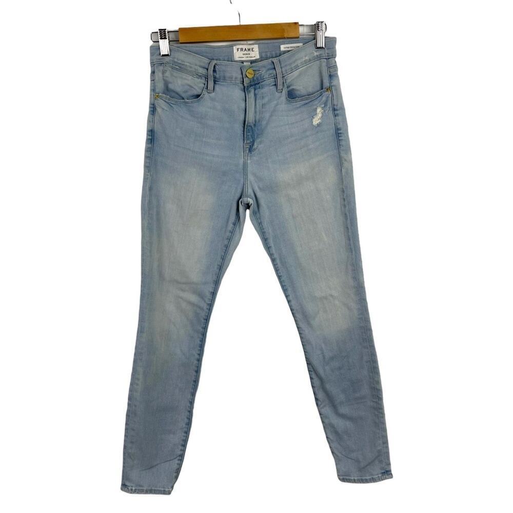 FRAME Le High Skinny Crop Stretch Light Wash Denim Jeans in Hepburn Road SZ 28